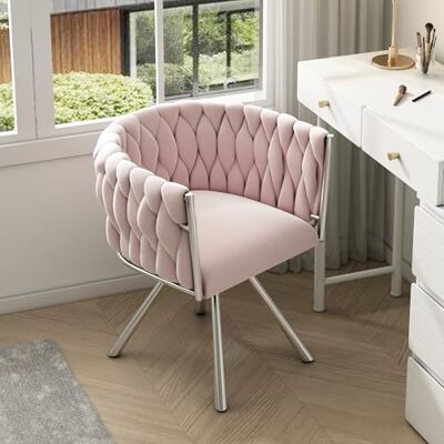 BTM Lot de 1 Chaise de Maquillage, Chaise Pivotant Rose en Velours avec 4 Pieds de Support en Métal, Fauteuil de Salon, Charge de 150kg, Rose - Publicité BTM Lot de 1 Chaise de Maquillage, Chaise Pivotant Rose en Velours avec 4 Pieds de Support en Métal, Fauteuil de Salon, Charge de 150kg, Rose - Publicité
