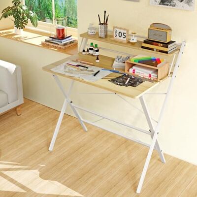 LANTUS Table, Poste de Travail, pour Bureau, Chambre, Style Industriel, Cadre en Métal-80X50X107cm Couleur Sakura - Publicité LANTUS Table, Poste de Travail, pour Bureau, Chambre, Style Industriel, Cadre en Métal-80X50X107cm Couleur Sakura - Publicité