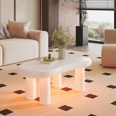 BTM Table Basse Blanche en Forme De Nuage en MDF, Éclairage LED 16 Couleurs & Tiroir – Table De Salon Moderne, avec Espace De Rangement, 98x65x40 cm - Publicité BTM Table Basse Blanche en Forme De Nuage en MDF, Éclairage LED 16 Couleurs & Tiroir – Table De Salon Moderne, avec Espace De Rangement, 98x65x40 cm - Publicité