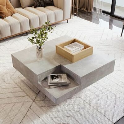 BTM Table Basse Salon, Moderne Design avec Boîte de Rangement Amovible, Table Basse Carrée Coffee Table, Bois & Gris, 72x72x30cm - Publicité BTM Table Basse Salon, Moderne Design avec Boîte de Rangement Amovible, Table Basse Carrée Coffee Table, Bois & Gris, 72x72x30cm - Publicité