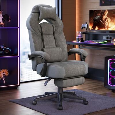 SONGMICS Chaise de Jeu, Chaise d'Ordinateur, Ergonomique, avec Repose-Pieds, Coussin de Tête Ajustable, Support Lombaire, Capacité de Charge de 150 kg, Gris Ardoise OBG077G01 - Publicité SONGMICS Chaise de Jeu, Chaise d'Ordinateur, Ergonomique, avec Repose-Pieds, Coussin de Tête Ajustable, Support Lombaire, Capacité de Charge de 150 kg, Gris Ardoise OBG077G01 - Publicité
