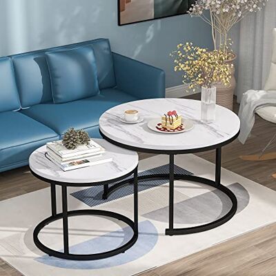 BTM Runder Couchtisch 2er Set, Geschachtelter Beistelltisch Für Wohnzimmer - Publicité BTM Runder Couchtisch 2er Set, Geschachtelter Beistelltisch Für Wohnzimmer - Publicité