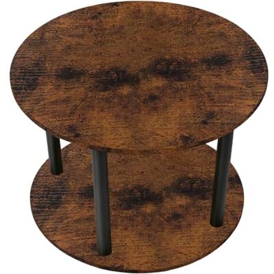 LANTUS Table Basse en Bois avec étagère, Table d'Appoint Ronde à 2 Niveaux, Bouts de canapé pour canapé, Design Industriel, Basse pour Balcon, Bureau à Domicile,60 x 60 x 53 cm (Bois flammé) - Publicité LANTUS Table Basse en Bois avec étagère, Table d'Appoint Ronde à 2 Niveaux, Bouts de canapé pour canapé, Design Industriel, Basse pour Balcon, Bureau à Domicile,60 x 60 x 53 cm (Bois flammé) - Publicité