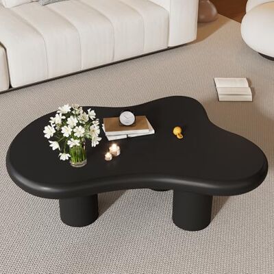 BTM Table Basse Irrégulière Forme Nuage, 97x67x32 cm, MDF sous-Couche Feutrine, Surface Peinte, Créative - Publicité BTM Table Basse Irrégulière Forme Nuage, 97x67x32 cm, MDF sous-Couche Feutrine, Surface Peinte, Créative - Publicité
