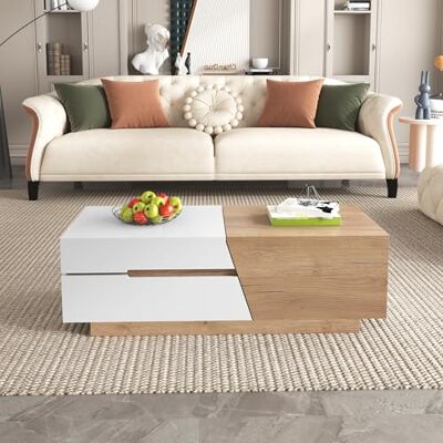 BTM Table Basse en Verre, Table Basse Carrée avec LED Réglable, Charge de 50kg, 80x80x40cm, Noir et Blanc - Publicité BTM Table Basse en Verre, Table Basse Carrée avec LED Réglable, Charge de 50kg, 80x80x40cm, Noir et Blanc - Publicité