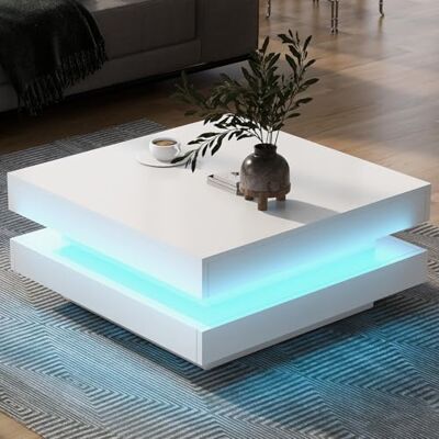 BTM Table Basse, 2 Couches Rangement, Carrée Coffee Table Blanche, 70cm, Blanc - Publicité BTM Table Basse, 2 Couches Rangement, Carrée Coffee Table Blanche, 70cm, Blanc - Publicité