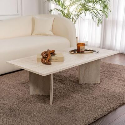 CONCEPT USINE Table Basse Rectangulaire TOPI 119x60cm Finition Travertin - Publicité CONCEPT USINE Table Basse Rectangulaire TOPI 119x60cm Finition Travertin - Publicité
