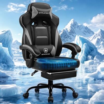 GTPLAYER Chaise Gaming avec Repose-Pieds, Chaise Bureau Ergonomique 180 kg, Fauteuil de Bureau avec Support Lombaire et Appui-tête, Hauteur Réglable, Dossier Réglable 155°, pour Bureau et Jeu, Gris - Publicité GTPLAYER Chaise Gaming avec Repose-Pieds, Chaise Bureau Ergonomique 180 kg, Fauteuil de Bureau avec Support Lombaire et Appui-tête, Hauteur Réglable, Dossier Réglable 155°, pour Bureau et Jeu, Gris - Publicité
