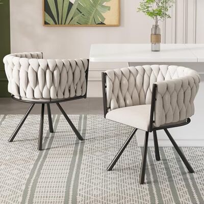 Merax Ensemble de 2 chaises pivotantes en lin, chaises modernes de salle à manger en lin, chaise avec accoudoirs pivotante à pieds métalliques, pour salle à manger, salon, chambre à coucher, Beige - Publicité Merax Ensemble de 2 chaises pivotantes en lin, chaises modernes de salle à manger en lin, chaise avec accoudoirs pivotante à pieds métalliques, pour salle à manger, salon, chambre à coucher, Beige - Publicité