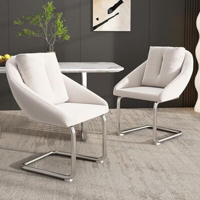 Merax Lot de 2 chaises de salle à manger avec dossier, fauteuils modernes avec structure en métal, pour salon, chambre à coucher, en velours, beige - Publicité Merax Lot de 2 chaises de salle à manger avec dossier, fauteuils modernes avec structure en métal, pour salon, chambre à coucher, en velours, beige - Publicité