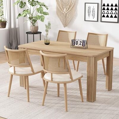 Merax Lot de 4 Chaises de Salle à Manger, Chaises de Cuisine avec Siège en Polyuréthane et Dossier en Rotin, Chaise Rembourrée pour Salle à Manger, Salon et Chambre à Coucher, Cadre en Métal, Beige - Publicité Merax Lot de 4 Chaises de Salle à Manger, Chaises de Cuisine avec Siège en Polyuréthane et Dossier en Rotin, Chaise Rembourrée pour Salle à Manger, Salon et Chambre à Coucher, Cadre en Métal, Beige - Publicité