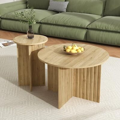 BTM Modernes 2-teiliges Holz-Nest-Tisch-Set – Runde Couchtische & Kaffeetische Im Skandinavischen Design, Platzsparend & Stabil - Publicité BTM Modernes 2-teiliges Holz-Nest-Tisch-Set – Runde Couchtische & Kaffeetische Im Skandinavischen Design, Platzsparend & Stabil - Publicité