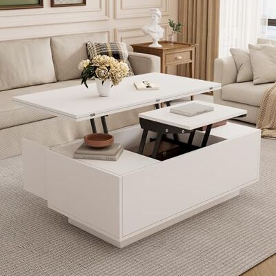 Merax Table basse avec plateau réglable en hauteur Table basse moderne extensible Espace de rangement caché Portes Table basse multifonction Table centrale Table d'appoint pour bureau à - Publicité Merax Table basse avec plateau réglable en hauteur Table basse moderne extensible Espace de rangement caché Portes Table basse multifonction Table centrale Table d'appoint pour bureau à - Publicité