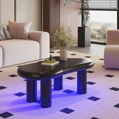 BTM Table Basse Noire en Forme De Nuage en MDF avec Éclairage LED 16 Couleurs & Tiroir – Table De Salon Moderne, avec Espace De Rangement - Publicité BTM Table Basse Noire en Forme De Nuage en MDF avec Éclairage LED 16 Couleurs & Tiroir – Table De Salon Moderne, avec Espace De Rangement - Publicité