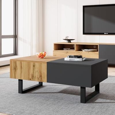 BTM Table Basse Mobile Moderne multifonctionnelle avec Rangement caché, Support en Bois et métal de qualité, adaptée aux Salons et Bureaux, Facile à Installer, 155 x 55 x 40 cm. Publicité BTM Table Basse Mobile Moderne multifonctionnelle avec Rangement caché, Support en Bois et métal de qualité, adaptée aux Salons et Bureaux, Facile à Installer, 155 x 55 x 40 cm. Publicité