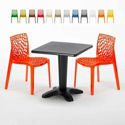Grand Soleil - Ensemble Table et Chaises - 70x70cm - Orange - Publicité Grand Soleil - Ensemble Table et Chaises - 70x70cm - Orange - Publicité