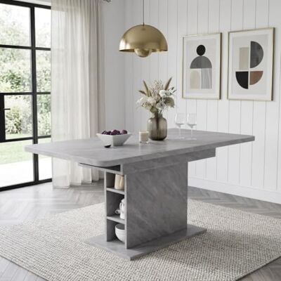 Merax Table à manger en bois 110/130L x 70L x 75H cm, Tables à manger extensibles avec espace de rangement, Table de cuisine rectangulaire pour salon et salle à manger, Gris - Publicité Merax Table à manger en bois 110/130L x 70L x 75H cm, Tables à manger extensibles avec espace de rangement, Table de cuisine rectangulaire pour salon et salle à manger, Gris - Publicité