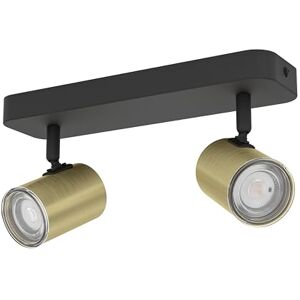 Eglo Plafonnier Consuma 1, barre spot 2 flammes, plafond salle de bain, lampe métal noir et laiton, avec douille GU10, IP44 - Publicité Eglo Plafonnier Consuma 1, barre spot 2 flammes, plafond salle de bain, lampe métal noir et laiton, avec douille GU10, IP44 - Publicité