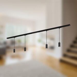 Briloner Kit complet de rail 4 suspensions LED à intensité variable Lampes Système de rail lumineux Plafonnier 1,5 m Noir - Publicité Briloner Kit complet de rail 4 suspensions LED à intensité variable Lampes Système de rail lumineux Plafonnier 1,5 m Noir - Publicité
