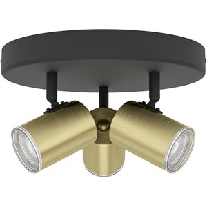 Eglo plafonnier Consuma 1, spot rond 3 flammes, lampe plafond salle de bain, métal noir et laiton, douille GU10, IP44 - Publicité Eglo plafonnier Consuma 1, spot rond 3 flammes, lampe plafond salle de bain, métal noir et laiton, douille GU10, IP44 - Publicité