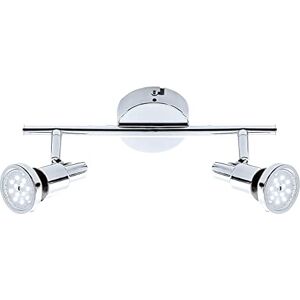Briloner Leuchten- Spot LED, plafonnier, lampe de salle de bain, lampe de salle de bain, IP44, spot orientable et inclinable, 2x GU10, 8 Watt, 800 Lumen, 3.000 Kelvin, chrome, 275x80x123mm (LxlxH) - Publicité Briloner Leuchten- Spot LED, plafonnier, lampe de salle de bain, lampe de salle de bain, IP44, spot orientable et inclinable, 2x GU10, 8 Watt, 800 Lumen, 3.000 Kelvin, chrome, 275x80x123mm (LxlxH) - Publicité