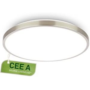 Briloner Plafonnier LED, CEE A source lumineuse, 12,7W à 2900lm, lumière blanche neutre, décor aluminium, lustre salon, chambre, luminaire plafonnier, cuisine, 33x6 cm, nickel mat - Publicité Briloner Plafonnier LED, CEE A source lumineuse, 12,7W à 2900lm, lumière blanche neutre, décor aluminium, lustre salon, chambre, luminaire plafonnier, cuisine, 33x6 cm, nickel mat - Publicité