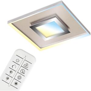 Briloner Plafonnier LED avec télécommande, réglable de blanc chaud à blanc froid, lumière centrale, lampe LED, plafonnier, lampe de salon, lampe de chambre, lampe de cuisine, 50x50x6 cm, nickel mat - Publicité Briloner Plafonnier LED avec télécommande, réglable de blanc chaud à blanc froid, lumière centrale, lampe LED, plafonnier, lampe de salon, lampe de chambre, lampe de cuisine, 50x50x6 cm, nickel mat - Publicité