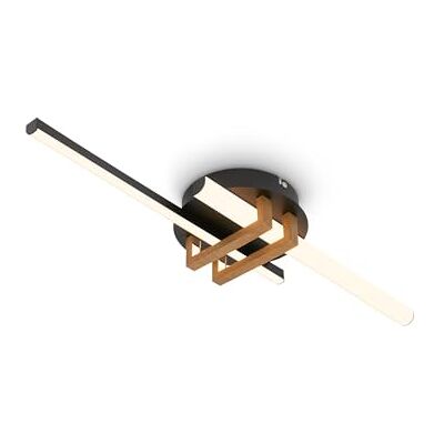 Briloner Plafonnier LED à lumière blanche chaude, profilés d'angle, salon, chambre, luminaire plafonnier, 58,5x16x7,5 cm, noir-bois - Publicité Briloner Plafonnier LED à lumière blanche chaude, profilés d'angle, salon, chambre, luminaire plafonnier, 58,5x16x7,5 cm, noir-bois - Publicité