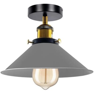 LEDSone Lampes LED d'éclairage de plafond en métal à montage encastré moderne, luminaire suspendu semi-encastré, lustre en métal, abat-jour conique de 22 cm pour hall, salon (Gris) - Publicité LEDSone Lampes LED d'éclairage de plafond en métal à montage encastré moderne, luminaire suspendu semi-encastré, lustre en métal, abat-jour conique de 22 cm pour hall, salon (Gris) - Publicité