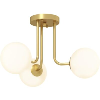 HOMCOM Plafonnier LED 25W Plafonnier 3 Lumières Globe Doré - Publicité HOMCOM Plafonnier LED 25W Plafonnier 3 Lumières Globe Doré - Publicité