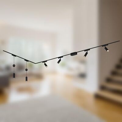 Briloner Système de rail Luxtrail set complet, 4x spots LED, 2x suspensions LED réglables en hauteur, forme L, lampes, système de rail lumineux pour plafond, rail de spots, plafonnier, 3m, noir - Publicité Briloner Système de rail Luxtrail set complet, 4x spots LED, 2x suspensions LED réglables en hauteur, forme L, lampes, système de rail lumineux pour plafond, rail de spots, plafonnier, 3m, noir - Publicité
