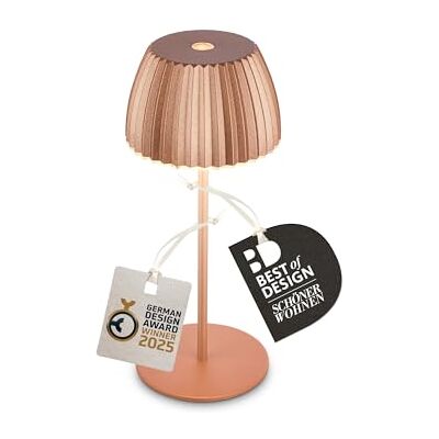 Briloner Riffle Mini lampe de table LED sans fil IP44 avec bord lumineux, variateur tactile, batterie remplaçable, lampe chevet, German Design Award Winner 2025, 8,5 x 20 cm, couleur cuivre - Publicité Briloner Riffle Mini lampe de table LED sans fil IP44 avec bord lumineux, variateur tactile, batterie remplaçable, lampe chevet, German Design Award Winner 2025, 8,5 x 20 cm, couleur cuivre - Publicité