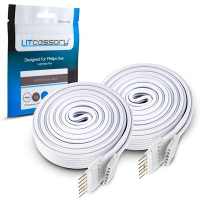 Litcessory Câble d'extension pour Philips Hue Lightstrip Plus (1m, Lot de 2, Blanc STANDARD 6-BROCHES V3 / WiZ Lightstrip) - Publicité Litcessory Câble d'extension pour Philips Hue Lightstrip Plus (1m, Lot de 2, Blanc STANDARD 6-BROCHES V3 / WiZ Lightstrip) - Publicité