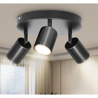 Dehobo Projecteur LED noir réglable - Lampe plafond/mur D0314 - Publicité Dehobo Projecteur LED noir réglable - Lampe plafond/mur D0314 - Publicité