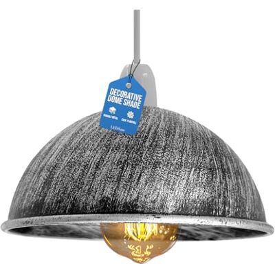 LEDSone Abat-jour de plafond industriel, abat-jour de lampe suspendue en forme de dôme de Style rétro Vintage pour plafonniers suspendus (Argent brossé) - Publicité LEDSone Abat-jour de plafond industriel, abat-jour de lampe suspendue en forme de dôme de Style rétro Vintage pour plafonniers suspendus (Argent brossé) - Publicité