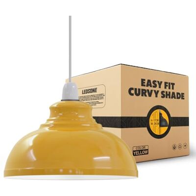 LEDSone Industriel Pendentif Plafonnier Abat-jour, Rétro Cuisine Pendentif Plafonniers Vintage Métal Loft Bar Suspendu Éclairage Rustique Suspension Abat-jour (Jaune courbé) - Publicité LEDSone Industriel Pendentif Plafonnier Abat-jour, Rétro Cuisine Pendentif Plafonniers Vintage Métal Loft Bar Suspendu Éclairage Rustique Suspension Abat-jour (Jaune courbé) - Publicité