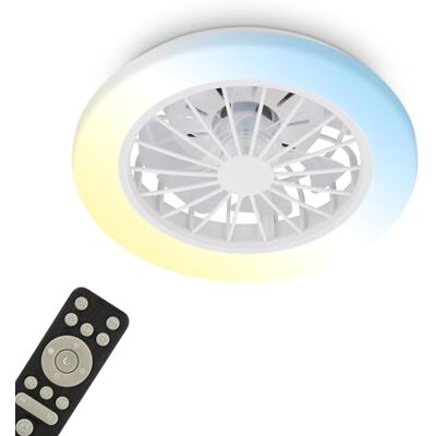 Briloner Plafonnier ventilateur de plafond LED avec éclairage, télécommande, moteur DC silencieux à 5 vitesses, CCT et intensité réglable, plafonnier LED ventilateur, salon, 38 cm, blanc - Publicité Briloner Plafonnier ventilateur de plafond LED avec éclairage, télécommande, moteur DC silencieux à 5 vitesses, CCT et intensité réglable, plafonnier LED ventilateur, salon, 38 cm, blanc - Publicité
