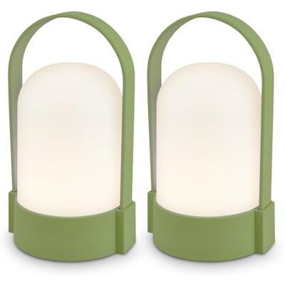 Briloner Lot de 2 lampes de table LED sans fil avec commande tactile, intensité réglable par paliers, batterie remplaçable, lampe de chevet, salon, camping, extérieur, 8,5x8x15,5 cm, vert - Publicité Briloner Lot de 2 lampes de table LED sans fil avec commande tactile, intensité réglable par paliers, batterie remplaçable, lampe de chevet, salon, camping, extérieur, 8,5x8x15,5 cm, vert - Publicité