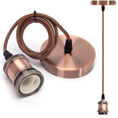 AIGOSTAR - Portalampada - Bronze Red - 1m cord - Lamp holder - Publicité AIGOSTAR - Portalampada - Bronze Red - 1m cord - Lamp holder - Publicité