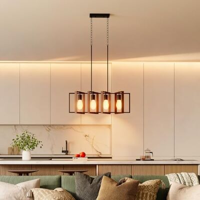 HOMCOM Suspension luminaire Lustre 4 Cadres Rotatifs Noyer Brun - Publicité HOMCOM Suspension luminaire Lustre 4 Cadres Rotatifs Noyer Brun - Publicité