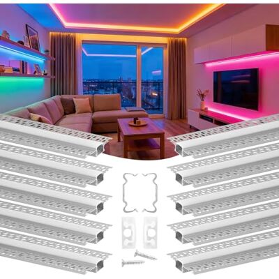 VEVOR Profilé Aluminium LED Encastrable 2 m Lot de 10 Canal LED pour Plaque de Plâtre Éclairage Murs Plafonds, avec Diffuseur Blanc Laiteux, Embouts et Clips de Fixation, Aluminium Anodisé Argent - Publicité VEVOR Profilé Aluminium LED Encastrable 2 m Lot de 10 Canal LED pour Plaque de Plâtre Éclairage Murs Plafonds, avec Diffuseur Blanc Laiteux, Embouts et Clips de Fixation, Aluminium Anodisé Argent - Publicité