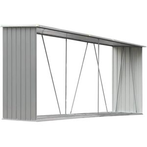 vidaXL Abri Stockage Bois Acier Galvanisé 330x84x152cm Gris Jardin Porte-bûche - Publicité vidaXL Abri Stockage Bois Acier Galvanisé 330x84x152cm Gris Jardin Porte-bûche - Publicité
