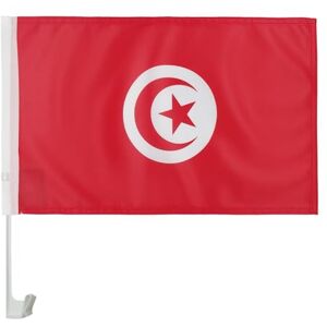 Drapeau voiture tunisien 45x30cm - Fixation en PVC pour fenêtre - Publicité Drapeau voiture tunisien 45x30cm - Fixation en PVC pour fenêtre - Publicité
