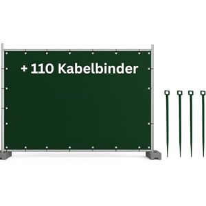 EraGreen Lot de 5 bâches de clôture de chantier, 110 serre-câbles, 176 x 341 cm, vert, bâche brise-vue et bâche de protection, imperméables, indéchirables et durables en tissu polyéthylène de 140 g/m² - Publicité EraGreen Lot de 5 bâches de clôture de chantier, 110 serre-câbles, 176 x 341 cm, vert, bâche brise-vue et bâche de protection, imperméables, indéchirables et durables en tissu polyéthylène de 140 g/m² - Publicité