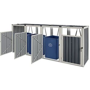 pro.tec Cache Poubelle Solide Abri Extérieur pour 4 Conteneurs à Ordures et Déchets de 240 L Portes à Poignée Acier Galvanisé Plastique 121 x 292 x 82 cm Gris Anthracite - Publicité pro.tec Cache Poubelle Solide Abri Extérieur pour 4 Conteneurs à Ordures et Déchets de 240 L Portes à Poignée Acier Galvanisé Plastique 121 x 292 x 82 cm Gris Anthracite - Publicité