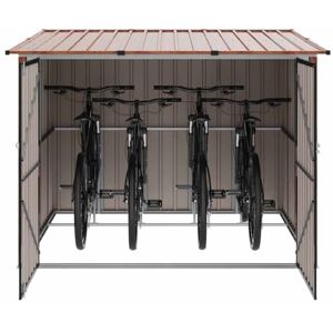 vidaXL Abri de vélo 3 pcs Marron 216 x 207 x 158 cm Métал, Abri métal Moderne, Rangement extérieur pour vélos, Jardin et terrasse, Compartiment Solide et sécurisé - Publicité vidaXL Abri de vélo 3 pcs Marron 216 x 207 x 158 cm Métал, Abri métal Moderne, Rangement extérieur pour vélos, Jardin et terrasse, Compartiment Solide et sécurisé - Publicité