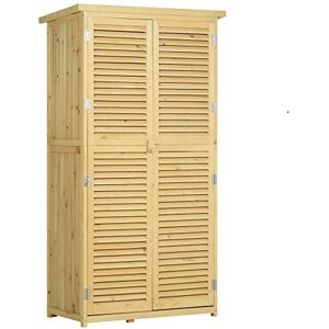 Outsunny Armoire de Jardin abri Jardin Remise pour Outils sur Pied dim. 87L x 47l x 160H cm 2 étagères Portes persiennes Toit bitumé étanche Bois pin Sapin pré-huilés - Publicité