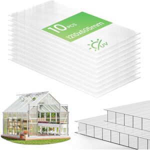 vounot ® Lot de 10 Plaques Polycarbonate Alvéolaire 6mm Plaque à Double Paroi 60.5x121cm Transparentes Résistantes UV pour Serre Jardin Abri Bricolage et Terrasse - Publicité vounot ® Lot de 10 Plaques Polycarbonate Alvéolaire 6mm Plaque à Double Paroi 60.5x121cm Transparentes Résistantes UV pour Serre Jardin Abri Bricolage et Terrasse - Publicité