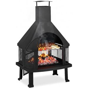 Relaxdays , noir cheminée de terrasse avec grill, Protection contre étincelle, tisonnier, massif, acier, 110 x 63 x 51 cm - Publicité Relaxdays , noir cheminée de terrasse avec grill, Protection contre étincelle, tisonnier, massif, acier, 110 x 63 x 51 cm - Publicité