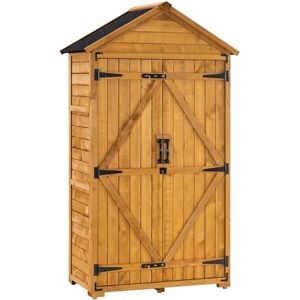 M MCombo Armoire de Jardin avec Toit à pignon en Bois imperméable Gris/Naturel 1000D 48 x 90 x 178 cm (Naturel) - Publicité